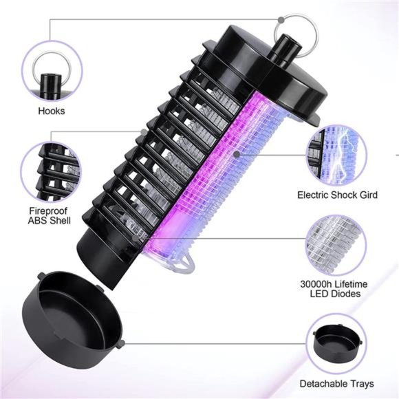 2-PackBug Zapper Indoor, Electric Mosquito Zapper, Insect Catcher（Black） - Picture 3 of 6